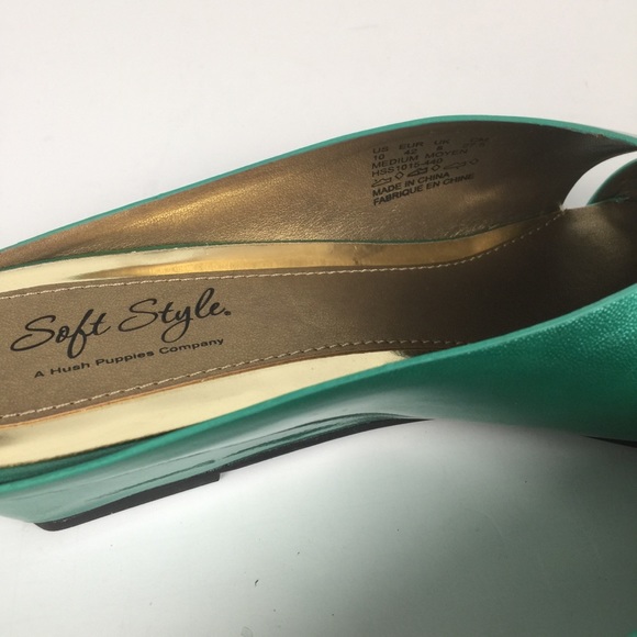 Hush Puppies dk. Aqua patent. open toe wedge 10 - Picture 5 of 7